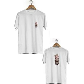 Hero Tasarım BLL205 Beyaz Kemal Sunal Ön Arka Baskılı Bisiklet Yaka Kısa Kollu Erkek T-shirt