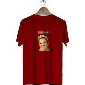 Hero Tasarım BLL207 Adile Naşit Bordo Bisiklet Yaka Kısa Kollu Unisex T-shirt