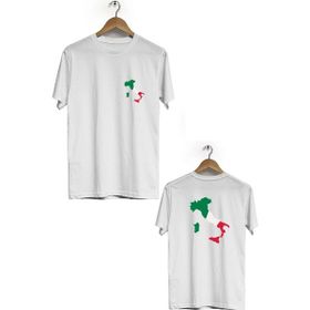 Hero Tasarım BLL2145 Beyaz İtalya Ön Arka Baskılı Bisiklet Yaka Kısa Kollu Erkek T-shirt