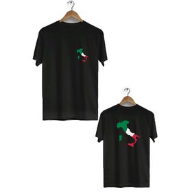 Hero Tasarım BLL2145 Siyah İtalya Ön Arka Baskılı Bisiklet Yaka Kısa Kollu Erkek T-shirt