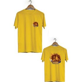 Hero Tasarım BLL2157 Sarı İstanbul Ön Arka Baskılı Bisiklet Yaka Kısa Kollu Erkek T-shirt