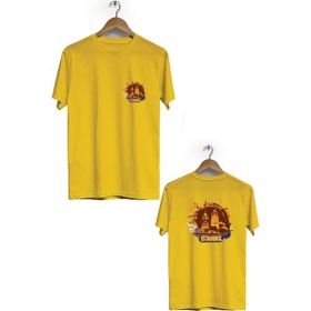 Hero Tasarım BLL2157 Sarı İstanbul Ön Arka Baskılı Bisiklet Yaka Kısa Kollu Erkek T-shirt