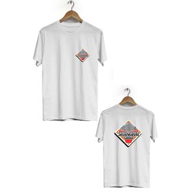 Hero Tasarım BLL2173 Beyaz Şangay Çin Ön Arka Baskılı Bisiklet Yaka Kısa Kollu Erkek T-shirt