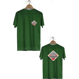 Hero Tasarım BLL2173 Haki Şangay Çin Ön Arka Baskılı Bisiklet Yaka Kısa Kollu Erkek T-shirt