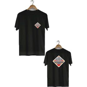Hero Tasarım BLL2173 Siyah Şangay Çin Ön Arka Baskılı Bisiklet Yaka Kısa Kollu Erkek T-shirt
