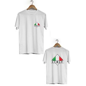 Hero Tasarım BLL2245 Beyaz İtalya Ön Arka Baskılı Bisiklet Yaka Kısa Kollu Erkek T-shirt