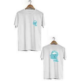 Hero Tasarım BLL226 Beyaz Özgür Düşünce Ön Arka Baskılı Bisiklet Yaka Kısa Kollu Erkek T-shirt
