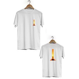 Hero Tasarım BLL230 Beyaz Maceracı Ön Arka Baskılı Erkek T-shirt
