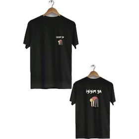 Hero Tasarım BLL2347 Siyah İyiyim Ya Ön Arka Baskılı Bisiklet Yaka Kısa Kollu Erkek T-shirt