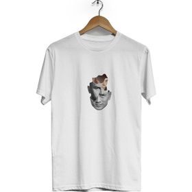 Hero Tasarım BLL240 3 Boyutlu Yüz Bisiklet Yaka Kısa Kollu Beyaz T-shirt
