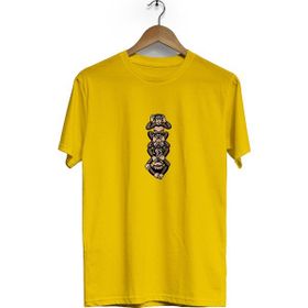 Hero Tasarım BLL2401 3 Maymun Bisiklet Yaka Kısa Kollu Sarı T-shirt