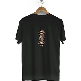 Hero Tasarım BLL2401 3 Maymun Bisiklet Yaka Kısa Kollu Siyah T-shirt