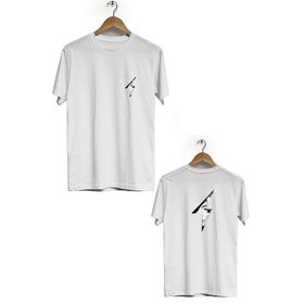 Hero Tasarım BLL242 Beyaz Şimşek Ön Arka Baskılı Bisiklet Yaka Kısa Kollu Erkek T-shirt