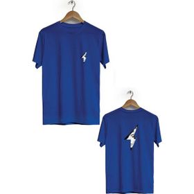 Hero Tasarım BLL242 Lacivert Şimşek Ön Arka Baskılı Bisiklet Yaka Kısa Kollu Erkek T-shirt