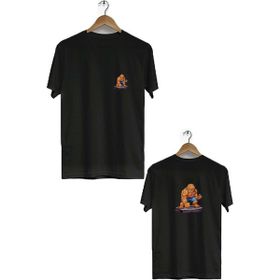 Hero Tasarım BLL2429 Siyah Taş Adam Ön Arka Baskılı Bisiklet Yaka Kısa Kollu Erkek T-shirt