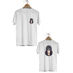 Hero Tasarım BLL2444 Beyaz İtachi Ön Arka Baskılı Bisiklet Yaka Kısa Kollu Erkek T-shirt