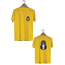 Hero Tasarım BLL2444 Sarı İtachi Ön Arka Baskılı Bisiklet Yaka Kısa Kollu Erkek T-shirt