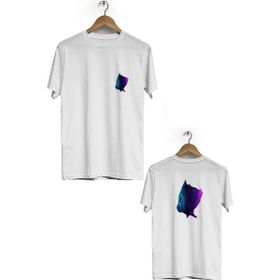 Hero Tasarım BLL2510 Beyaz Groot Ön Arka Baskılı Bisiklet Yaka Kısa Kollu Erkek T-shirt