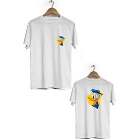 Hero Tasarım BLL2514 Beyaz Duck Ön Arka Baskılı Bisiklet Yaka Erkek T-shirt