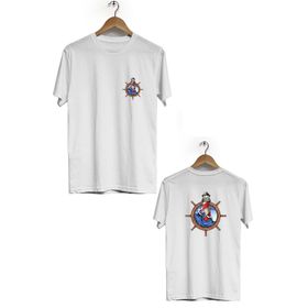 Hero Tasarım BLL2597 Beyaz Deniz Feneri Ön Arka Baskılı Bisiklet Yaka Erkek T-shirt