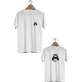 Hero Tasarım BLL2608 Beyaz Gamer Zone Ön Arka Baskılı Bisiklet Yaka Kısa Kollu Erkek T-shirt