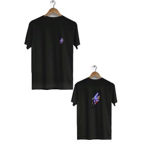 Hero Tasarım BLL2663 Siyah Flash Ön Arka Baskılı Bisiklet Yaka Kısa Kollu Erkek T-shirt