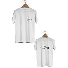 Hero Tasarım BLL2685 Beyaz Good Ön Arka Baskılı Bisiklet Yaka Erkek T-shirt