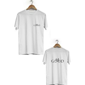 Hero Tasarım BLL2685 Beyaz Good Ön Arka Baskılı Bisiklet Yaka Erkek T-shirt