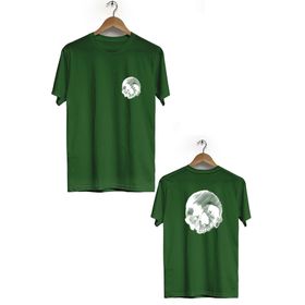 Hero Tasarım BLL2699 Haki Kuru Kafa Ön Arka Baskılı Bisiklet Yaka Erkek T-shirt