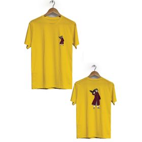 Hero Tasarım BLL2714 Sarı Anime Ön Arka Baskılı Erkek T-shirt