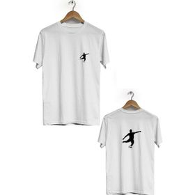 Hero Tasarım BLL2737 Beyaz Futbol Ön Arka Baskılı Bisiklet Yaka Kısa Kollu Erkek T-shirt