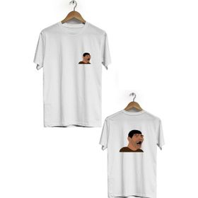 Hero Tasarım BLL2771 Beyaz Hiko Baba Ön Arka Baskılı Bisiklet Yaka Erkek T-shirt