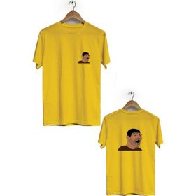 Hero Tasarım BLL2771 Sarı Hiko Baba Ön Arka Baskılı Bisiklet Yaka Erkek T-shirt