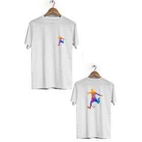 Hero Tasarım BLL2776 Beyaz Futbol Ön Arka Baskılı Bisiklet Yaka Kısa Kollu Erkek T-shirt