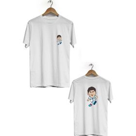 Hero Tasarım BLL2790 Beyaz Messi Ön Arka Baskılı Bisiklet Yaka Erkek T-shirt
