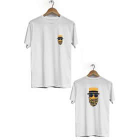 Hero Tasarım BLL280 Beyaz Men Ön Arka Baskılı Bisiklet Yaka Kısa Kollu Erkek T-shirt