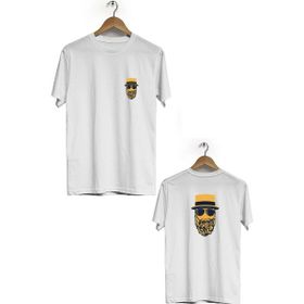 Hero Tasarım BLL280 Beyaz Men Ön Arka Baskılı Bisiklet Yaka Kısa Kollu Erkek T-shirt