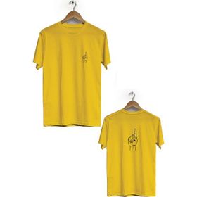 Hero Tasarım BLL2805 Sarı Şehadet Ön Arka Baskılı Bisiklet Yaka Kısa Kollu Erkek T-shirt