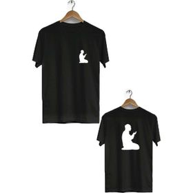 Hero Tasarım BLL2814 Siyah Dua Ön Arka Baskılı Bisiklet Yaka Kısa Kollu Erkek T-shirt