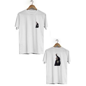 Hero Tasarım BLL283 Beyaz Maymun Ön Arka Baskılı Bisiklet Yaka Kısa Kollu Erkek T-shirt