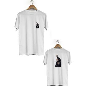 Hero Tasarım BLL283 Beyaz Maymun Ön Arka Baskılı Bisiklet Yaka Kısa Kollu Erkek T-shirt