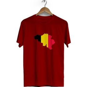 Hero Tasarım BLL2854 Almanya Bayrağı Bordo Bisiklet Yaka Kısa Kollu Unisex T-shirt