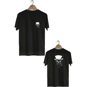 Hero Tasarım BLL2859 Siyah Harley Ön Arka Baskılı Bisiklet Yaka Erkek T-shirt
