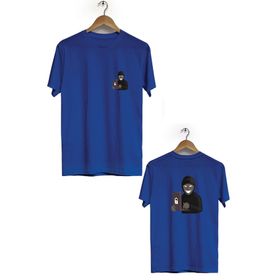 Hero Tasarım BLL2882 Lacivert Hacker Ön Arka Baskılı Bisiklet Yaka Kısa Kollu Erkek T-shirt