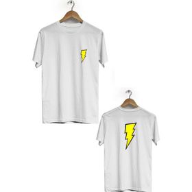 Hero Tasarım BLL2890 Beyaz Flash Ön Arka Baskılı Bisiklet Yaka Kısa Kollu Erkek T-shirt