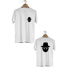 Hero Tasarım BLL2891 Beyaz Gizli Sekme Ön Arka Baskılı Bisiklet Yaka Erkek T-shirt