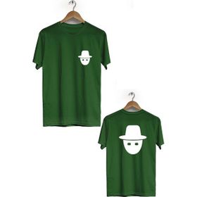 Hero Tasarım BLL2891 Haki Gizli Sekme Ön Arka Baskılı Bisiklet Yaka Erkek T-shirt