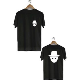 Hero Tasarım BLL2891 Siyah Gizli Sekme Ön Arka Baskılı Bisiklet Yaka Kısa Kollu Erkek T-shirt