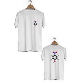 Hero Tasarım BLL2895 Beyaz Molekul Ön Arka Baskılı Bisiklet Yaka Kısa Kollu Erkek T-shirt
