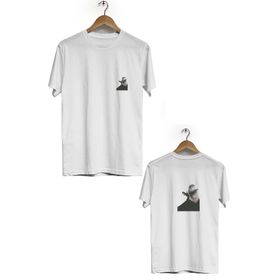 Hero Tasarım BLL290 Ön Arka Baskılı Bisiklet Yaka Kısa Kol Beyaz Kadın T-shirt